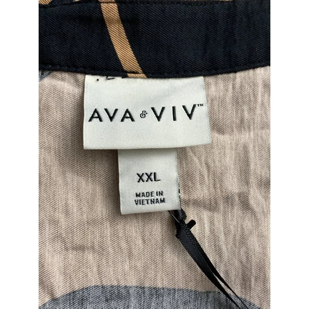 Ava & Viv Womens Plus Size Black & Tan Abstract Button-Front Shirt Size XXL - Picture 7 of 11
